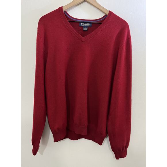 Brooks Brothers Merino Wool Preppy Grandpa Sweater L Academia Quiet Luxury Red - Picture 1 of 13